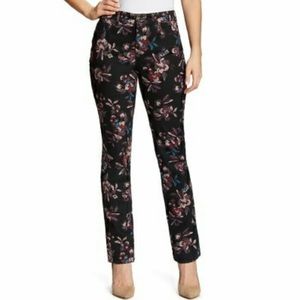 Bandolino Amy black floral deluxe stretch straight leg denim jeans Size 6